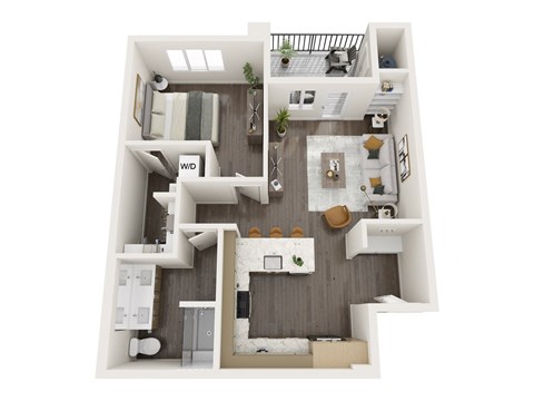 Floor plan for 1 bed, 1 bath, 790 sqft